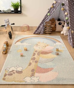 Tapis enfant Girafe - Snoozy bleu/Multicolore