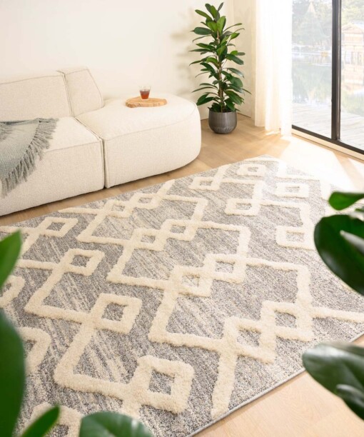 Tapis scandinave - Fjord Fosse gris/Crème