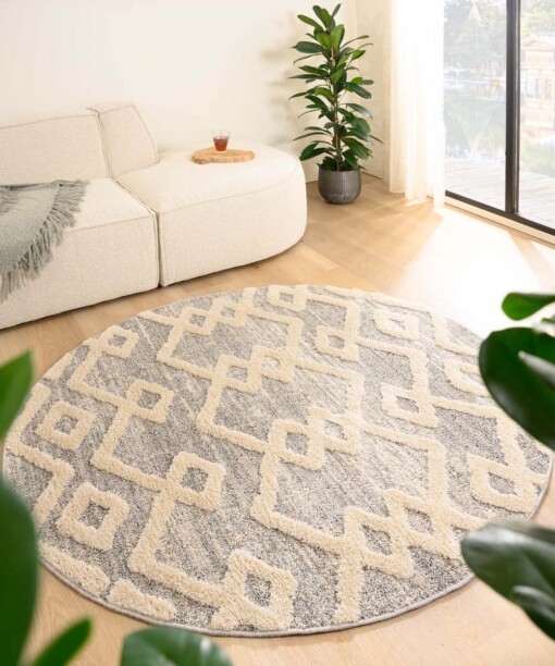 Tapis scandinave Rond - Fjord Fosse gris/Crème