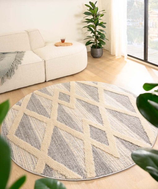 Tapis scandinave Rond - Fjord Farger gris/Crème