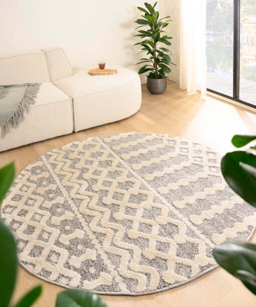 Tapis scandinave Rond - Fjord Dagg gris/Crème