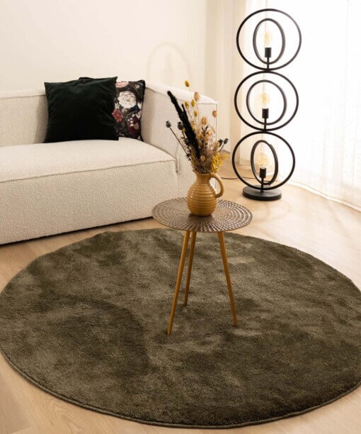 Tapis velours Rond - Flair vert olive