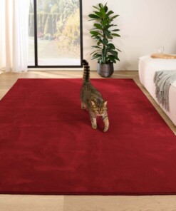 Tapis poil ras moelleux - Plush rouge