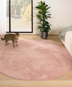 Tapis Rond poil ras moelleux - Plush rose