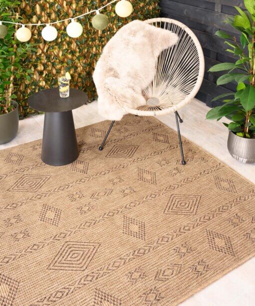 Tapis d'extérieur aspect jute - bohème Bliss beige/marron