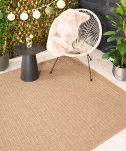 Tapis d'extérieur aspect jute - bohème Stripe beige