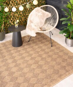 Tapis d'extérieur aspect jute - bohème Jewel beige/marron