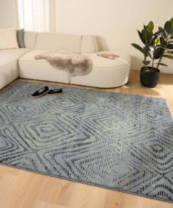 Tapis rétro - Fancy Diamond bleu canard