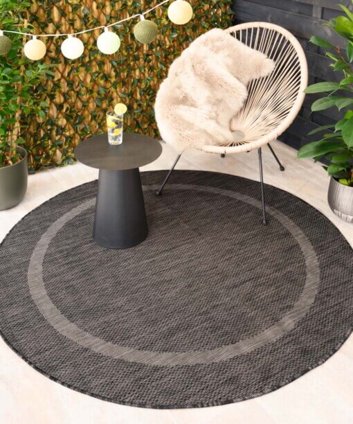 Tapis d'extérieur Rond - Sunset noir