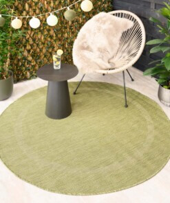 Tapis d'extérieur Rond - Sunset vert pomme