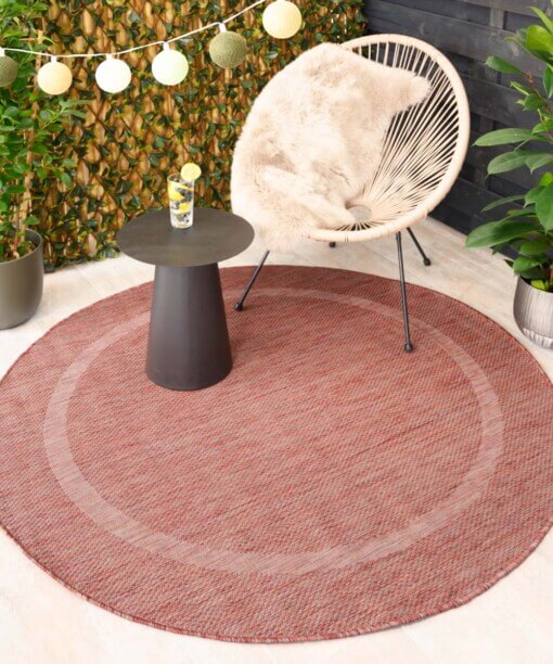 Tapis d'extérieur Rond - Sunset rouge