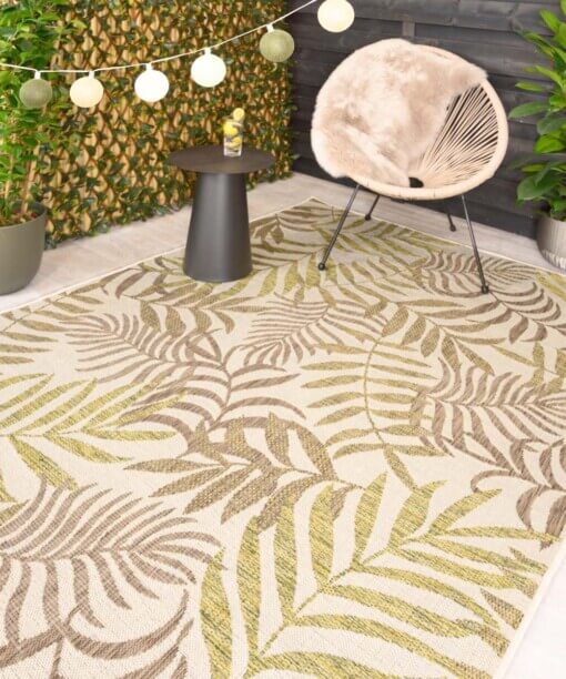 Tapis d'extérieur Feuilles de palmier - Coastal Breeze beige/vert