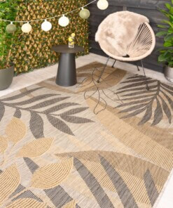 Tapis d'extérieur Feuilles de palmier - Coastal Coral beige