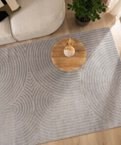 Tapis Carré scandinave - Contour Curve gris