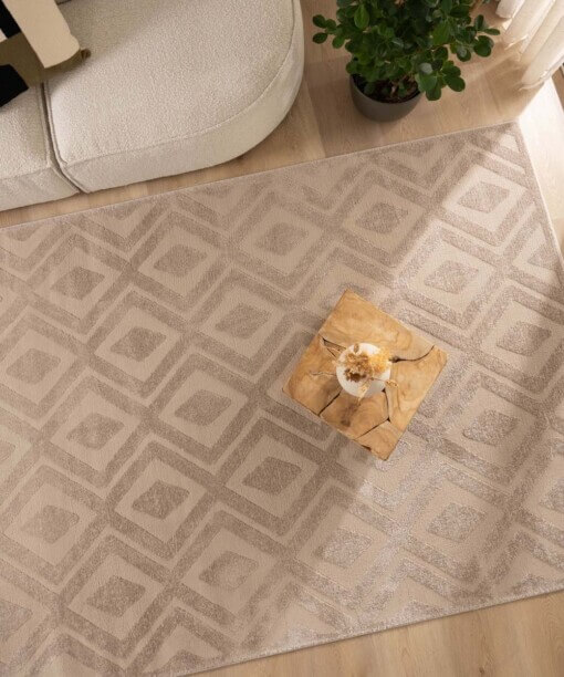 Tapis Carré scandinave - Contour Diamond beige