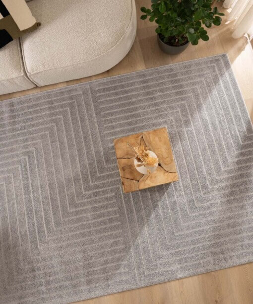 Tapis Carré scandinave - Contour Edge gris