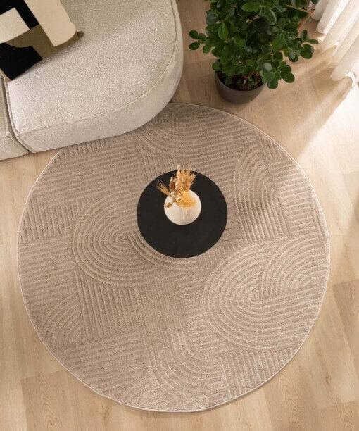 Tapis Rond scandinave - Contour Bend beige