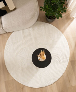 Tapis Rond scandinave - Contour Bend Crème