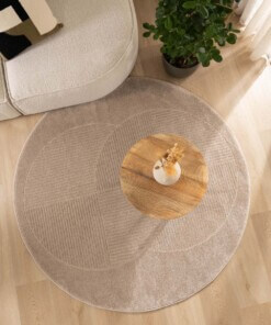 Tapis Rond scandinave - Contour Circle beige