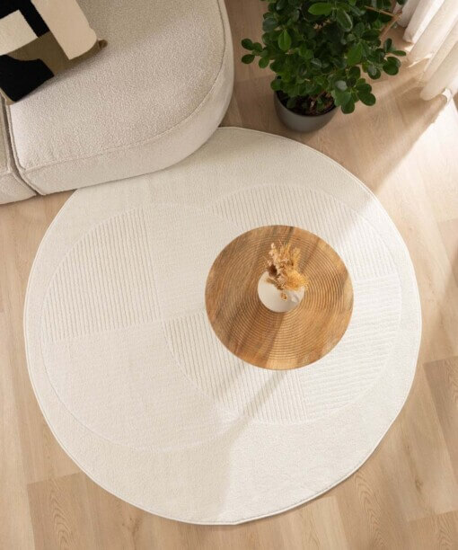 Tapis Rond scandinave - Contour Circle Crème