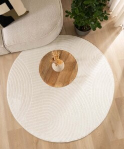 Tapis Rond scandinave - Contour Curve Crème