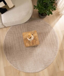 Tapis Rond scandinave - Contour Edge beige