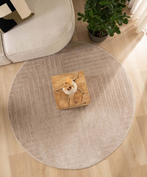 Tapis Rond scandinave - Contour Edge beige