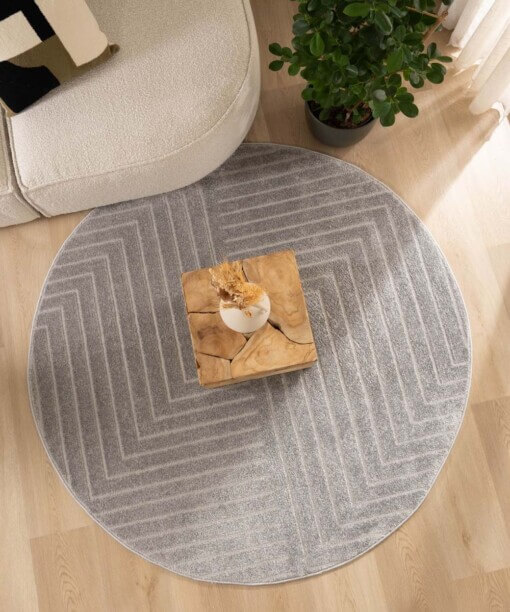 Tapis Rond scandinave - Contour Edge gris