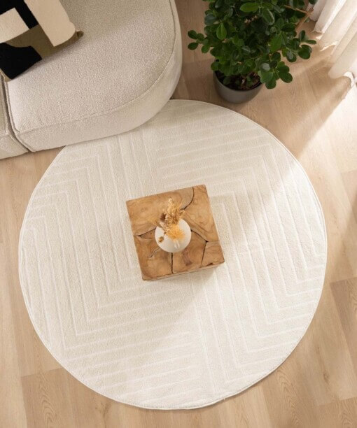 Tapis Rond scandinave - Contour Edge Crème