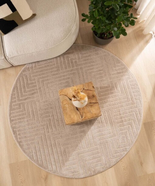 Tapis Rond scandinave - Contour Gem beige