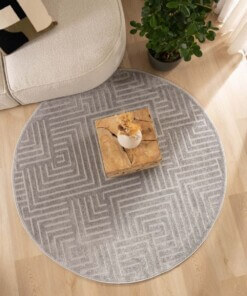 Tapis Rond scandinave - Contour Gem gris