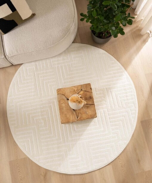 Tapis Rond scandinave - Contour Gem Crème