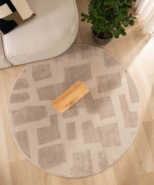 Tapis Rond scandinave - Contour Stone beige