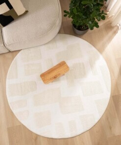 Tapis Rond scandinave - Contour Stone Crème