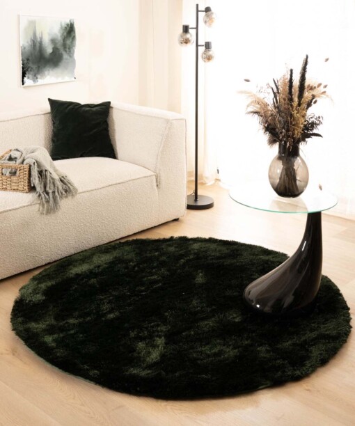 Tapis Shaggy Rond - Spark vert émeraude