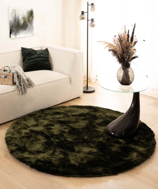 Tapis Shaggy Rond - Spark vert olive