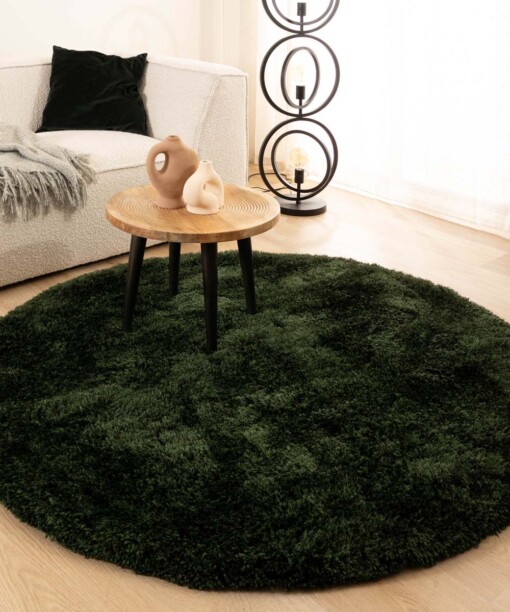 Tapis Shaggy Rond - Meadow vert émeraude