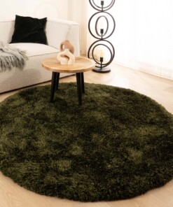 Tapis Shaggy Rond - Meadow vert olive