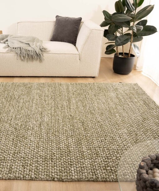 Tapis en laine - Løkke vert olive