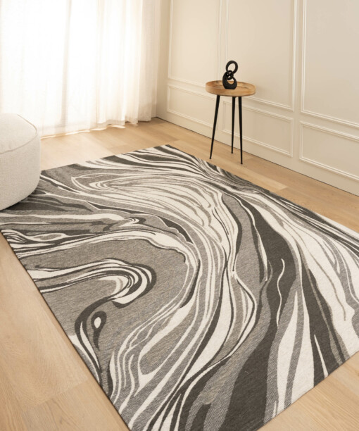 Tapis aspect marbre - Weave Marble noir/blanc/gris