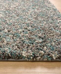 Tapis poils longs chiné - Blend bleu/gris - close up