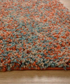 Tapis poils longs chiné - Blend orange/bleu - close up