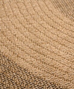 Tapis d'extérieur Rond aspect jute - Sunset Spirit beige/noir - close up