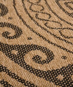 Tapis d'extérieur Rond aspect jute - Sunset Shores beige/noir - close up