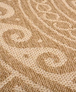 Tapis d'extérieur Rond aspect jute - Sunset Shores beige/blanc - close up