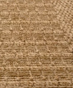 Tapis de balcon aspect jute - bohème Stripe beige - close up