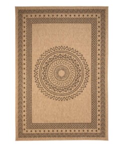 Tapis d'extérieur aspect jute - bohème Mandala beige/noir - overzicht