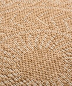 Tapis de balcon aspect jute - bohème Mandala beige/blanc - close up