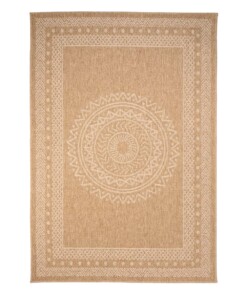 Tapis d'extérieur aspect jute - bohème Mandala beige/blanc - overzicht